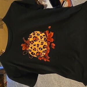 Pumpkin fall skull ladies shirt